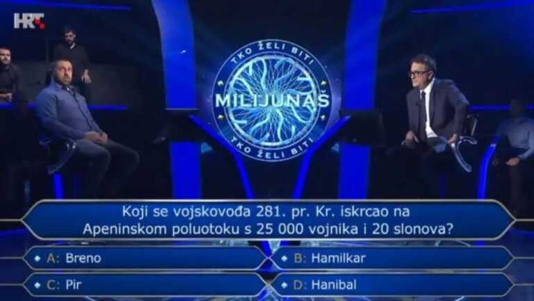 Milijunaš: Odustao na pitanju za pola miliona – znate li vi odgovor na ovo?