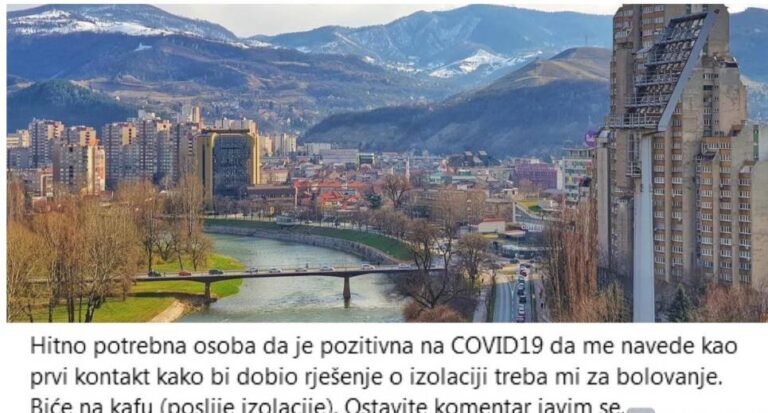 Neobičan oglas iz Zenice: Ima li neko COVID pozitivan da me stavi na spisak da idem u izolaciju?