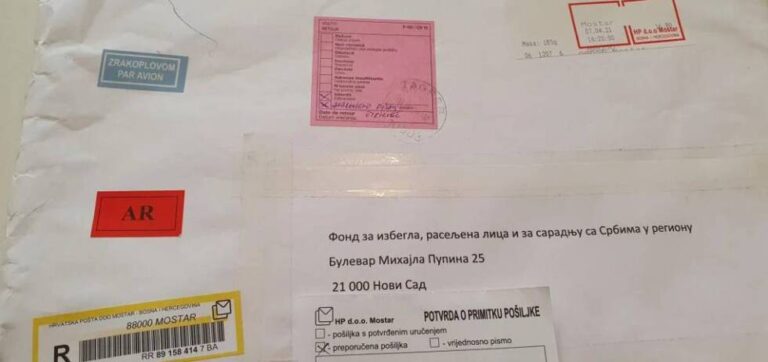 Oglasili se iz HP Mostar povodom “zabrane pisanja ćirilicom” / Pismo mora biti adresirano latinicom, pošiljaoc to nije ispoštovao