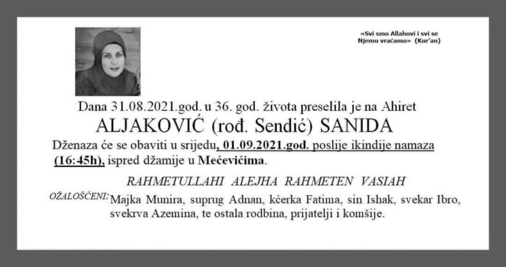 sanida aljakovic smrtovnica 1sep