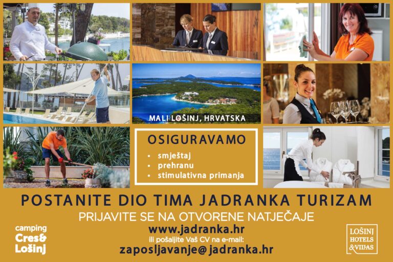 OGLAS ZA POSAO: “Jadranka turizam” raspisuje konkurs za popunu više radnih mjesta