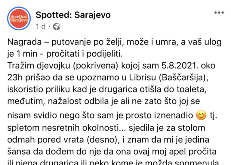 NEOBIČNA OBJAVA: Nagrada – putovanje po želji, može i umra, a vaš ulog je minuta – pročitati i podijeliti