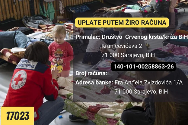 Crveni križ FBiH prikuplja novčana sredstava za pomoć ugroženom stanovništvu Ukrajine