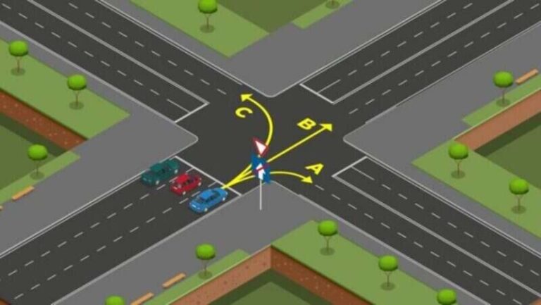 Šta mislite: U kojim smjerovima smije da se kreće plavi automobil?