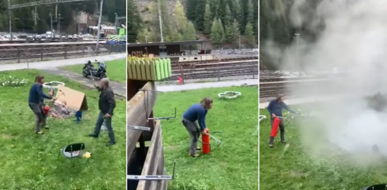 Švicarac s protupožarnim aparatom Bosancu ugasio jagnje na ražnju