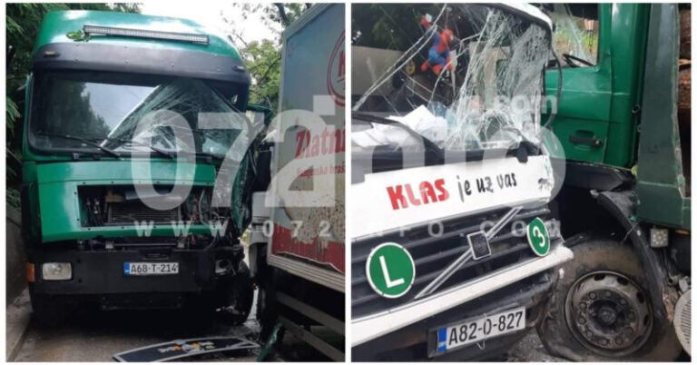 TEŠKA NESREĆA KOD ZAVIDOVIĆA: Sudar dva kamiona