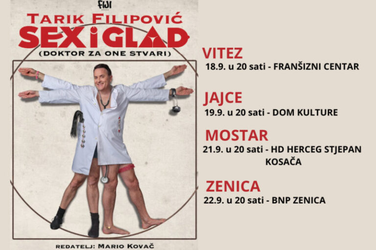 Tarik Filipović na mini turneji u BiH sa predstavom “Sex i glad”, ulaznice puštene u prodaju
