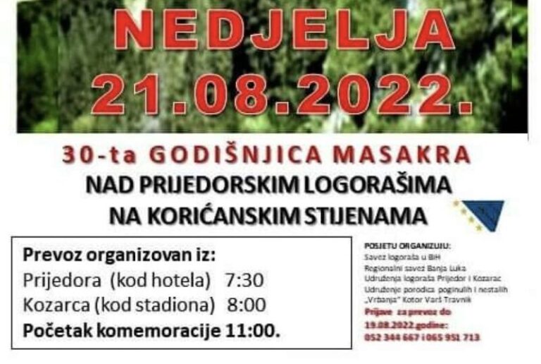 Obilježavanje 30. godišnjice zločina na Korićanskim stijenama