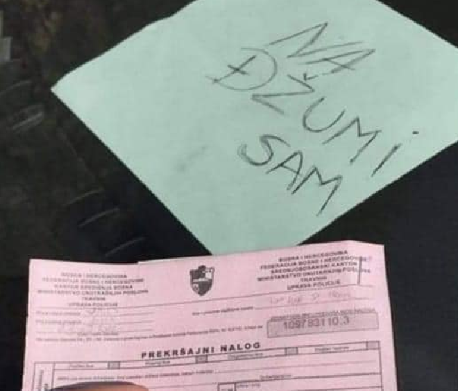 Nepropisno parkirao vozilo, pa uz kaznu dobio zanimljivu poruku: Doktorski se potpisao, da ne znam ko je