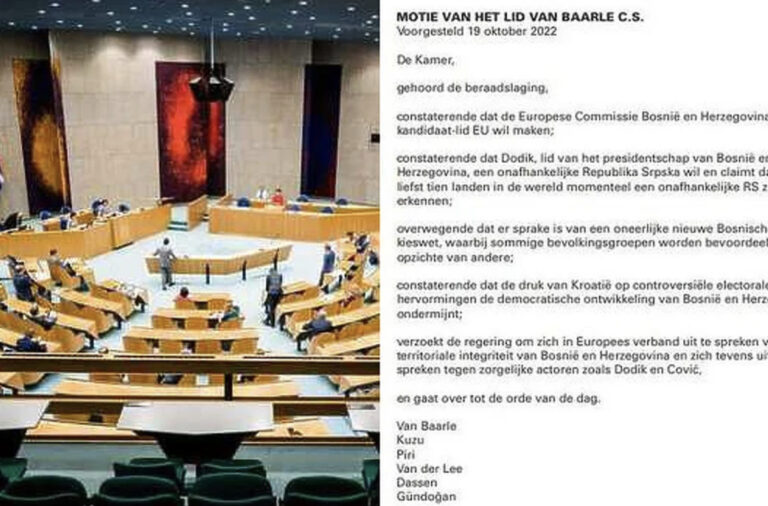 Nizozemski parlament usvojio deklaraciju: Izmjene Izbornog zakona nepravedne, Hrvatska podriva BiH