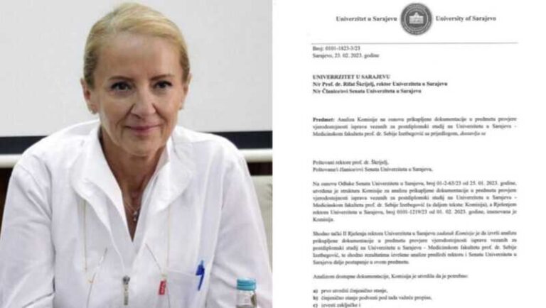 Šta sadrži izvještaj Komisije o analizi postdiplomskog studija Sebije Izetbegović