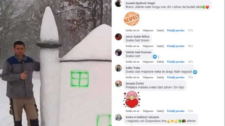 Nacija oduševljena Muhamedom koji je napravio džamiju od snjega: “I nagradu od Gospodara ima”