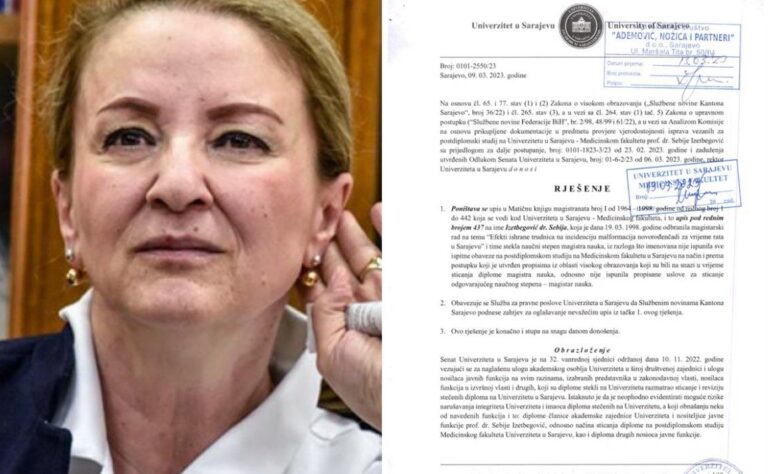 Škrijelj potpisao rješenje o poništenju diplome Sebiji Izetbegović