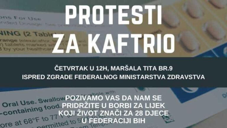 Najavljen protest ispred Ministarstva zdravstva FBiH: Lijek košta godišnje oko pola miliona KM, a u RS je besplatan