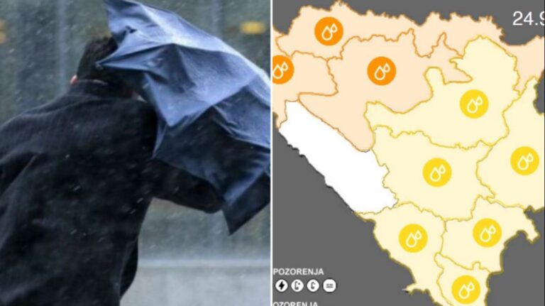 Upozorenje na oluje širom regiona: Žuti i narandžasti meteoalarm upaljen za veći dio BiH