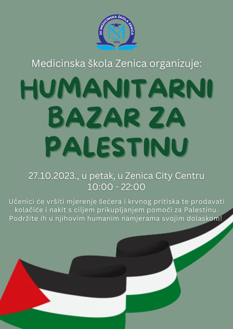 PODRŽIMO! | Učenici Medicinske škole organizuju bazar za pomoć Palestini