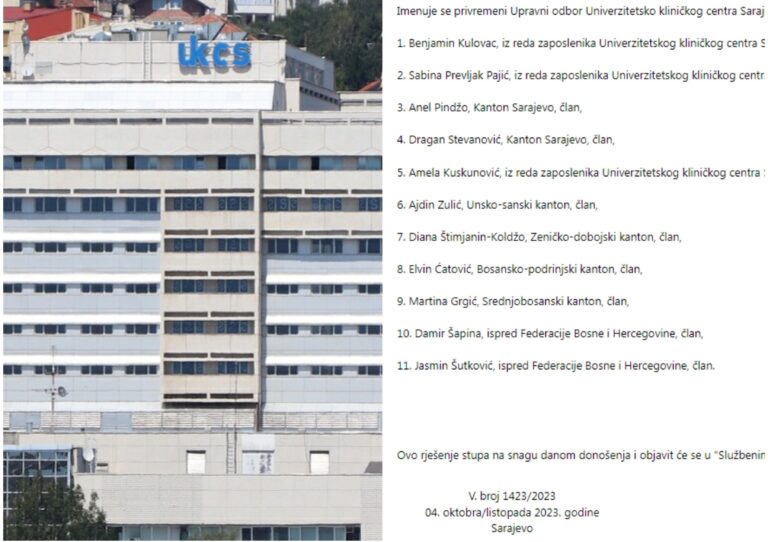 Odluka objavljena u Službenom listu FBiH: Ovo su imena svih novih članova UO KCUS-a