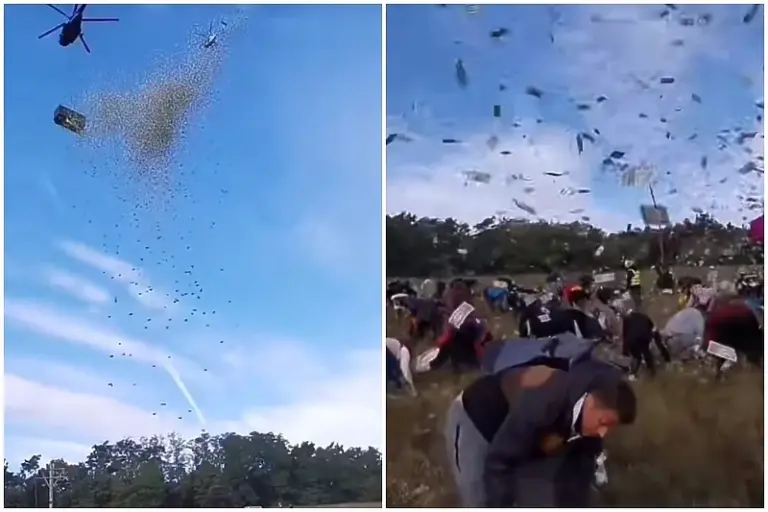 Influenser bacio milion dolara iz helikoptera, ljudi ih mahnito trpali u torbe i vreće