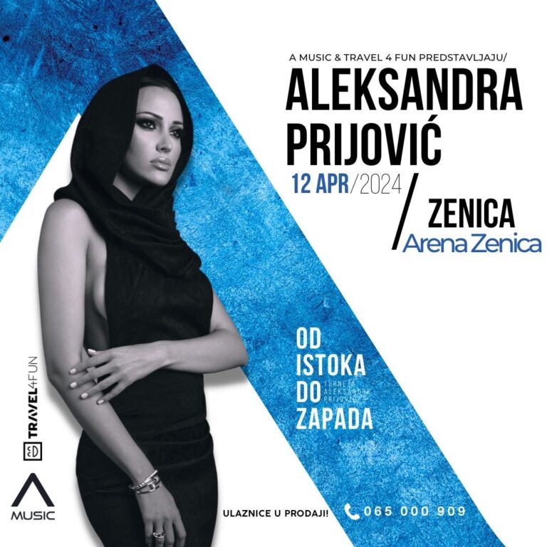 072INFO SAZNAJE: Jedna od najvećih regionalnih zvijezda Aleksandra Prijović zakazala koncert u zeničkoj “Areni”