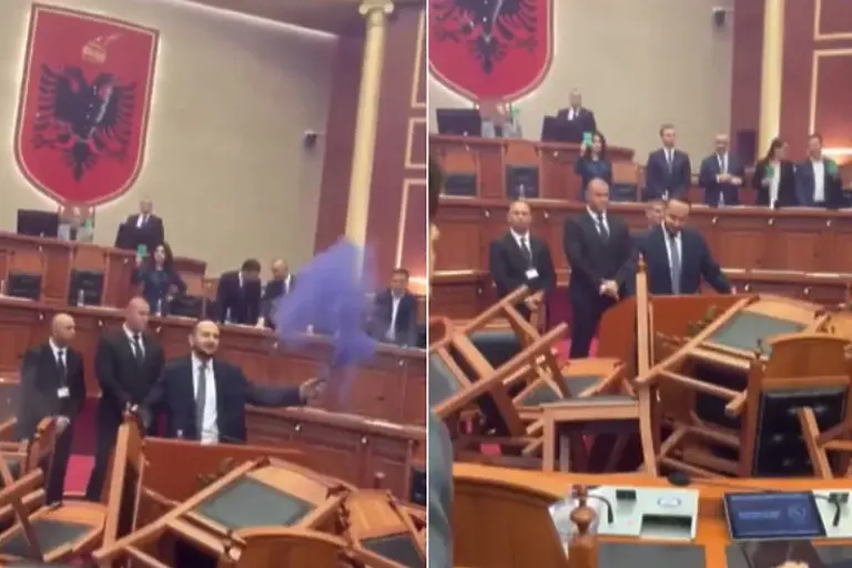 Haos u albanskom parlamentu, jedan od poslanika aktivirao dimnu bombu