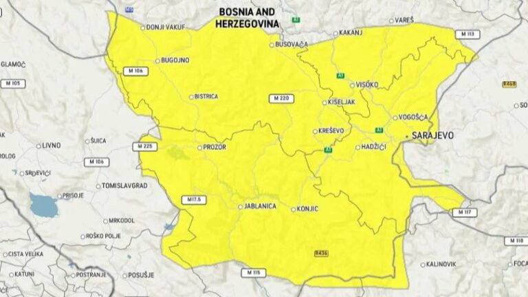 Zbog jačih udara vjetra: U ovim dijelovima BiH je upaljen žuti meteoalarm
