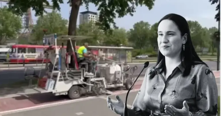 Gradonačelnica reklamira farbanje biciklističkih staza koje su izgradili njeni prethodnici