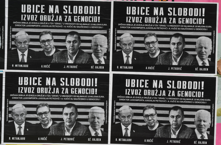 Transparenti u Srbiji osuđuju izvoz oružja Vučića, Netanyahua i Bidena za genocid