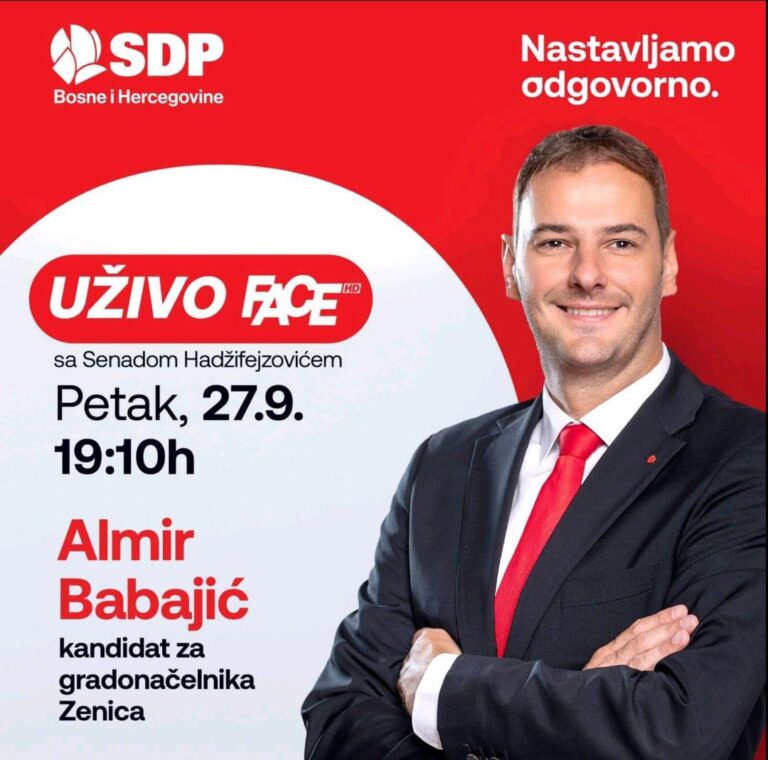 SDP Zenica: Almir Babajić večeras gost na Face TV-u kod Senada Hadžifejzovića