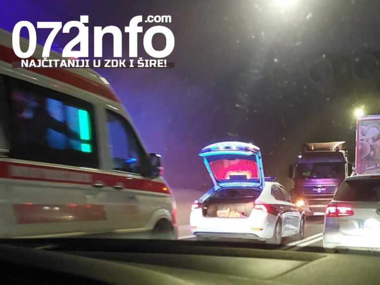 Saobraćajna nesreća u tunelu Vranduk, hitna i policija na licu mjesta 