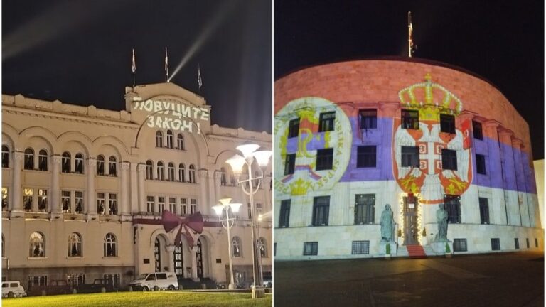 OFANZIVA | Nakon gašenja rasvjete, na Palati predsjednika RS osvijetljena trobojka: Na Gradskoj upravi poruka “Povucite zakon”
