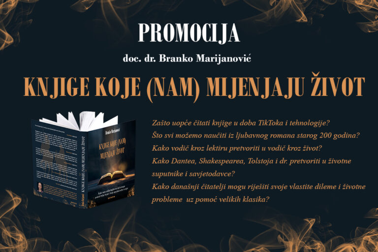 U srijedu promocija knjige doc. dr. Branka Marijanovića KNJIGE KOJE NAM MIJENJAJU ŽIVOT u Gradskoj biblioteci Zenica