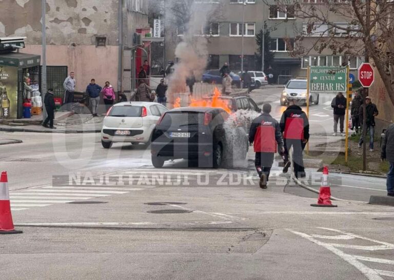 Vozilo u plamenu u Crkvicama: Vatrogasci spriječili veću štetu