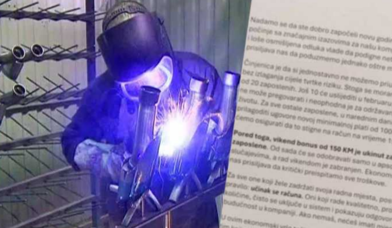 Još jedna bh. kompanija otpušta radnike i ukida bonuse: “Vikend bonus od 150KM je ukinut za sve, planirano 30 otkaza”