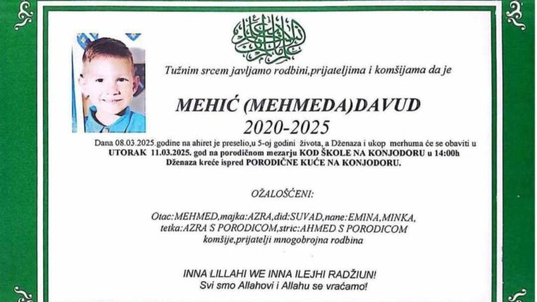 Poznat termin dženaze dječaku koji je pao sa balkona u sarajevskom naselju