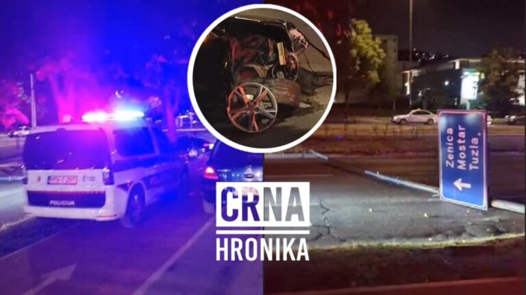 Detalji nesreće u Sarajevu: Dva uništena automobila, jedno lice povrijeđeno, znak iščupan iz betonskog postolja…