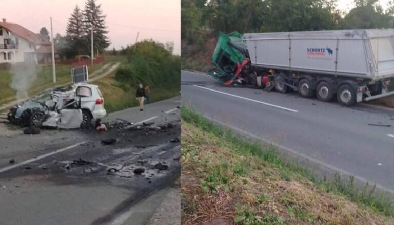 Stravična nesreća: Sudarili se automobil i kamion, dijelovi vozila rasuti po cesti