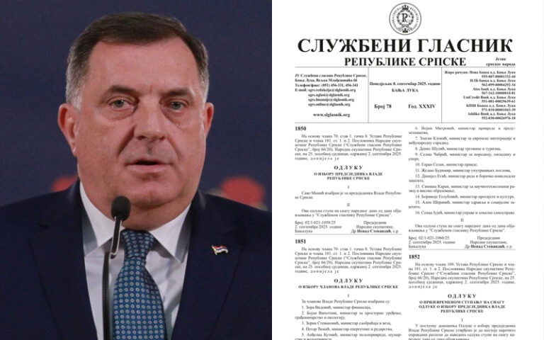 U Službenom glasniku objavljene odluke o izboru neustavne Vlade Republike Srpske