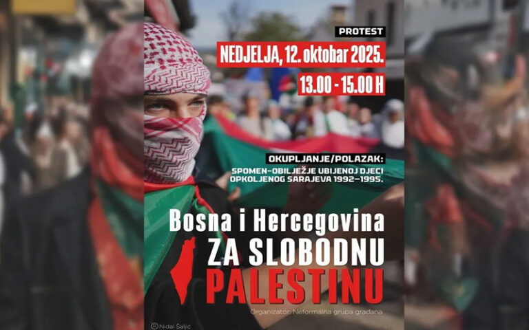 Sutra protest “Bosna i Hercegovina za slobodnu Palestinu”