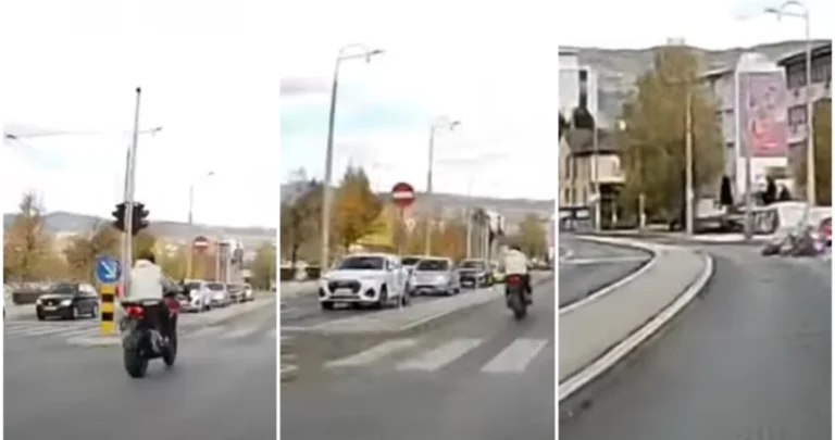 (VIDEO) Motociklista u Sarajevu pokušao vožnju na zadnjem točku, pao je
