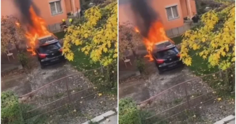 (VIDEO) Požar u bh. gradu: Izgorio automobil u dvorištu porodične kuće