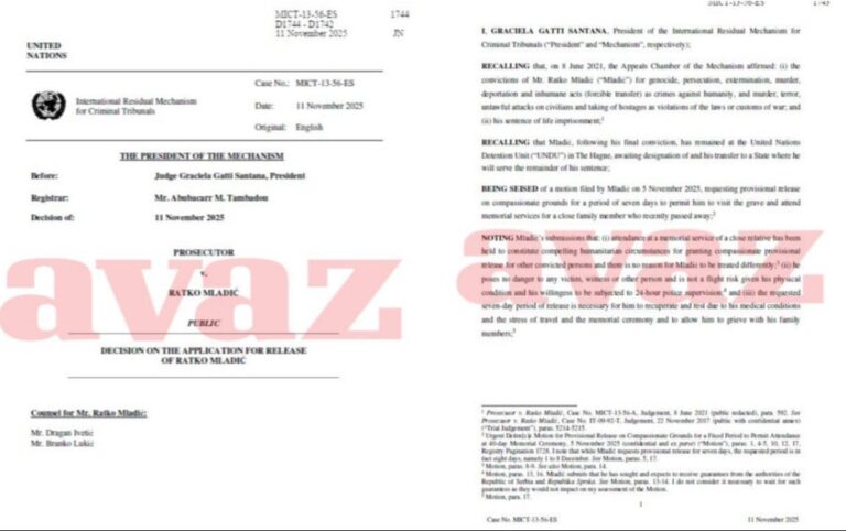 Iz Haga potvrđeno: Mladić ne izlazi iz ćelije!