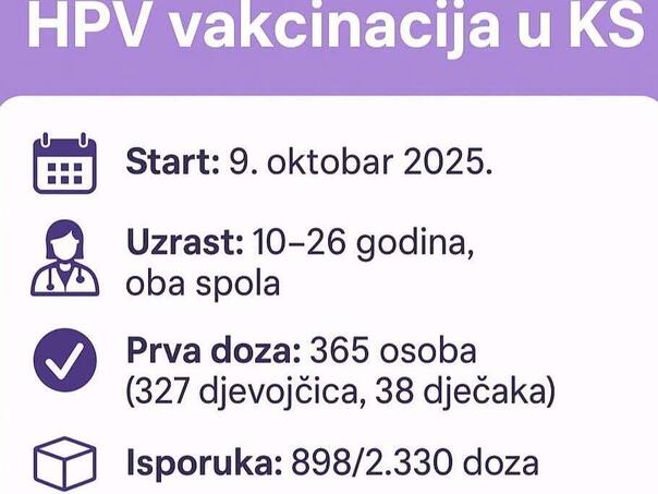Kanton Sarajevo nastavlja s besplatnom vakcinacijom protiv HPV-a