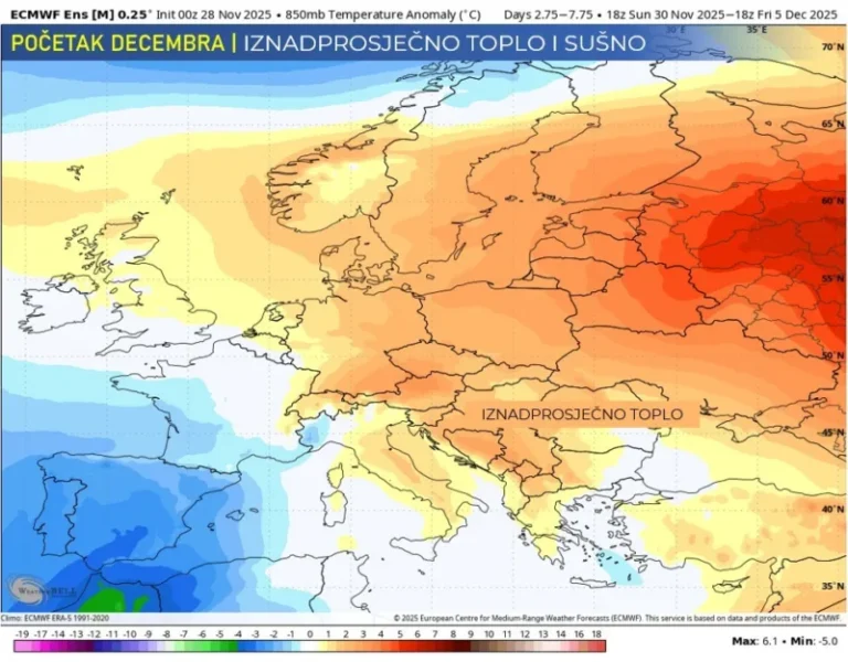 Nakon hladnog vala stiže iznadprosječno toplo i sušno vrijeme u cijeloj BiH