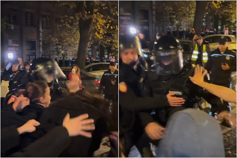 Strašne scene u Novom Sadu: Policajac brutalno udario ženu na protestima