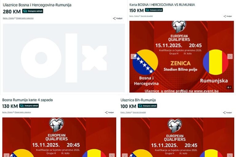 Ulaznice za utakmicu BiH i Rumunije na crnom tržištu se prodaju čak i za 280 KM