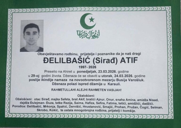 TUGA KOJA JE POTRESLA TRAVNIK: Preminuo mladi Atif Delilbašić u 29. godini života