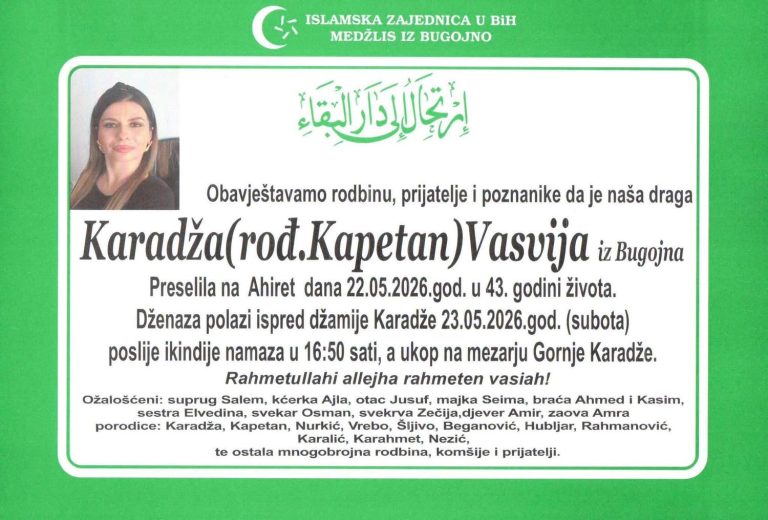 TUGA U BiH: U 43. godini preminula Vasvija Karadža