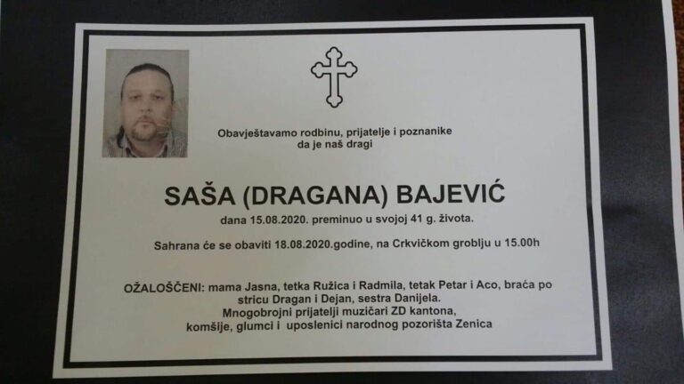 ZENICA U ŠOKU: Sutra sahrana Saši Bajeviću