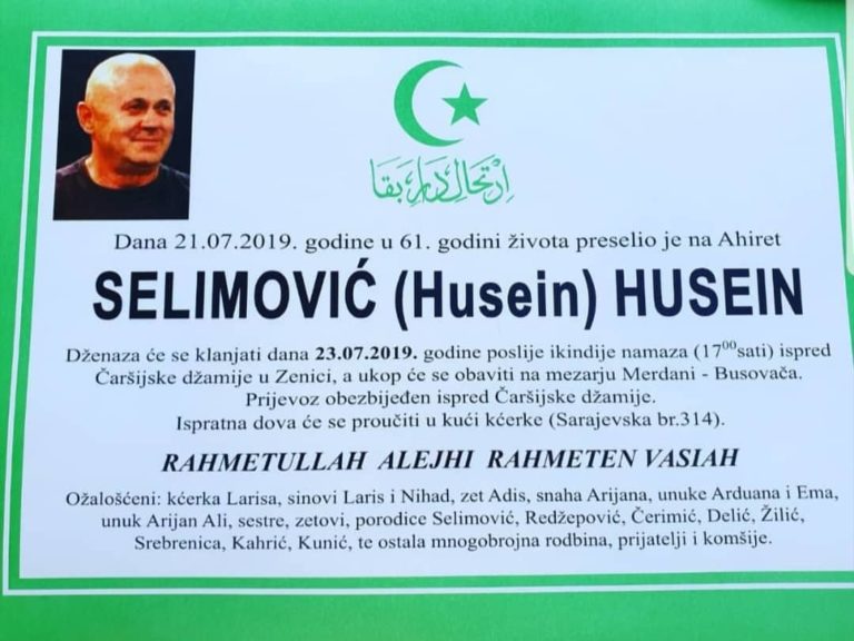 Sutra dženaza treneru borilačkih vještina Huseinu Selimoviću Musi