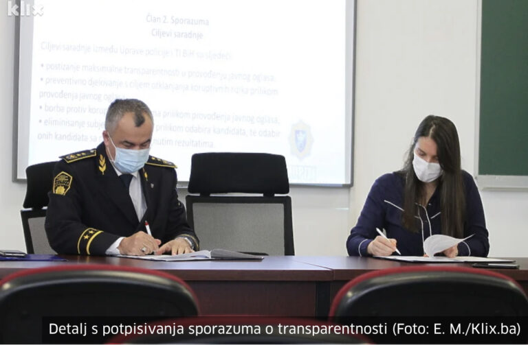 Zenička policija prva u FBiH potpisala sporazum o transparentnosti zapošljavanja